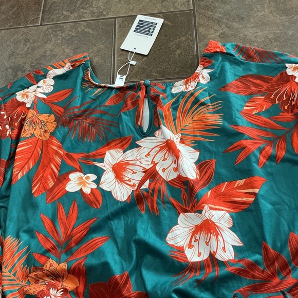🔥3/$42 w FREE SHIPPING🔥 Floral ladies Dress in Teal and Orange - Picture 6 of 6